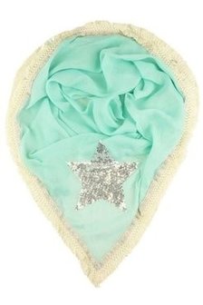  Mintgroene sjaal met ster  Mintgroene sjaal met ster